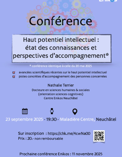 Conférence Enikos sur le haut potentiel intellectuel du 23 septembre 2025