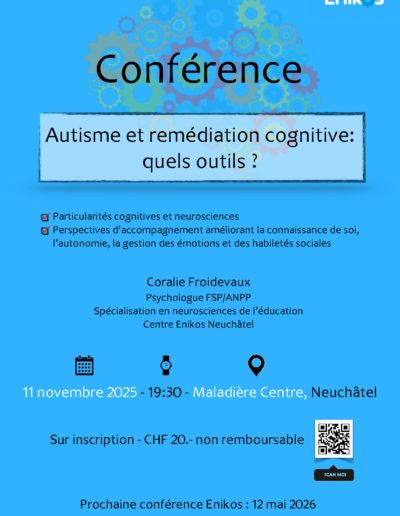 Conférence Enikos sur le l'autisme et remédiation cognitive du 11 novembre 2025